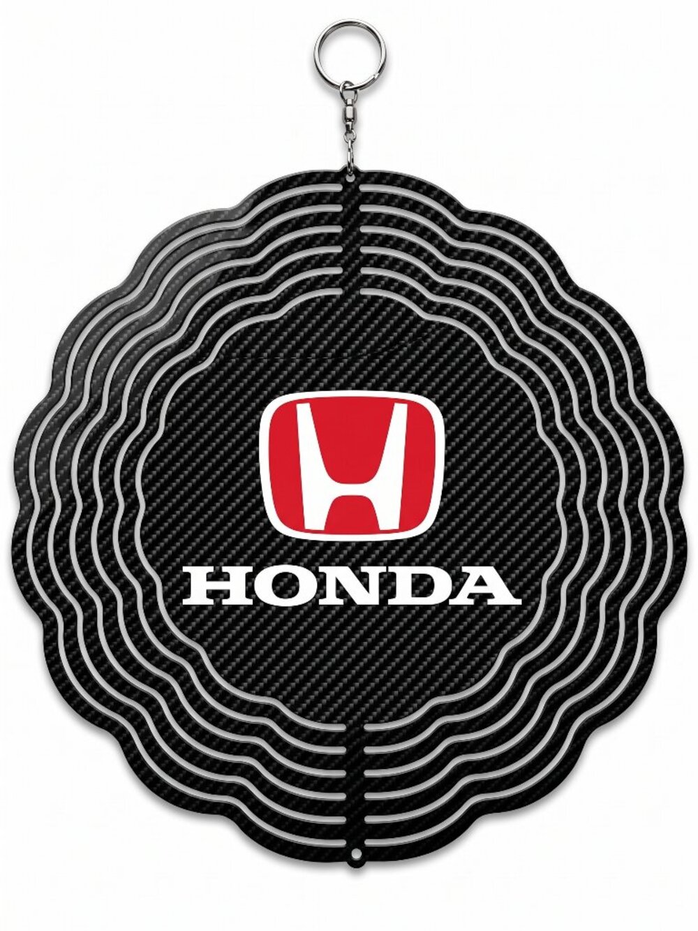 10" Honda Red Logo Kinetic Wind Spinner - Carbon Fiber Metal Yard Decor